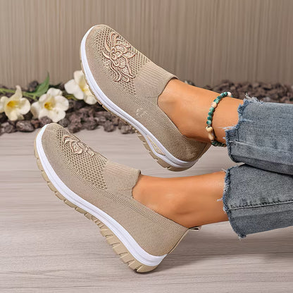 💥 Mega Sale - 60% OFF Best Sellers Today Only! 💥Women's Embroidered Slip-On Athletic Sneakers – Comfortable