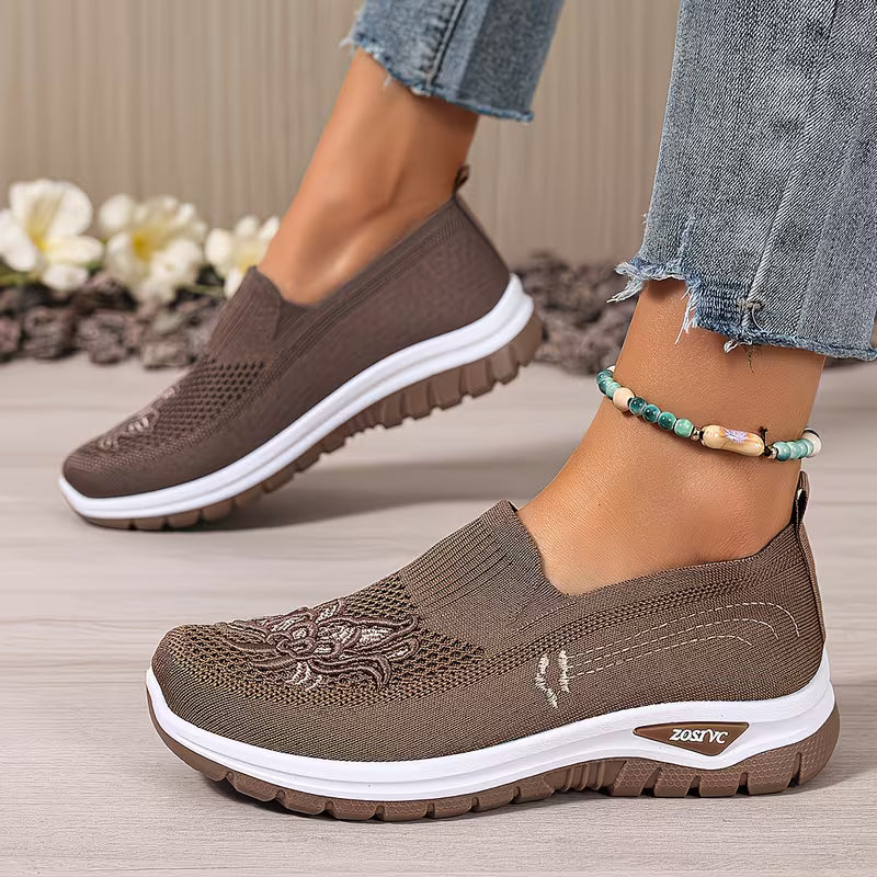 💥 Mega Sale - 60% OFF Best Sellers Today Only! 💥Women's Embroidered Slip-On Athletic Sneakers – Comfortable