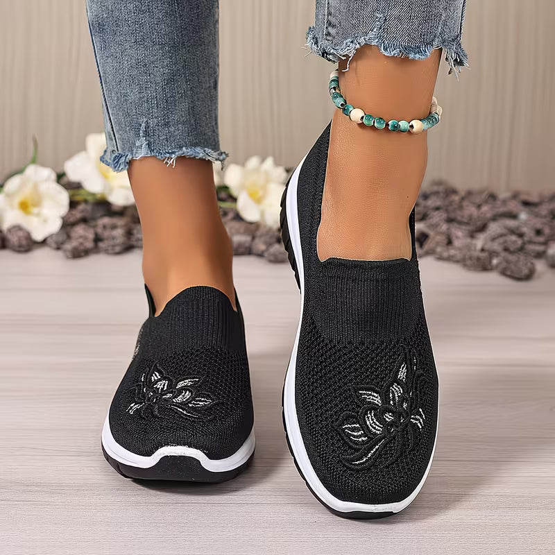 💥 Mega Sale - 60% OFF Best Sellers Today Only! 💥Women's Embroidered Slip-On Athletic Sneakers – Comfortable