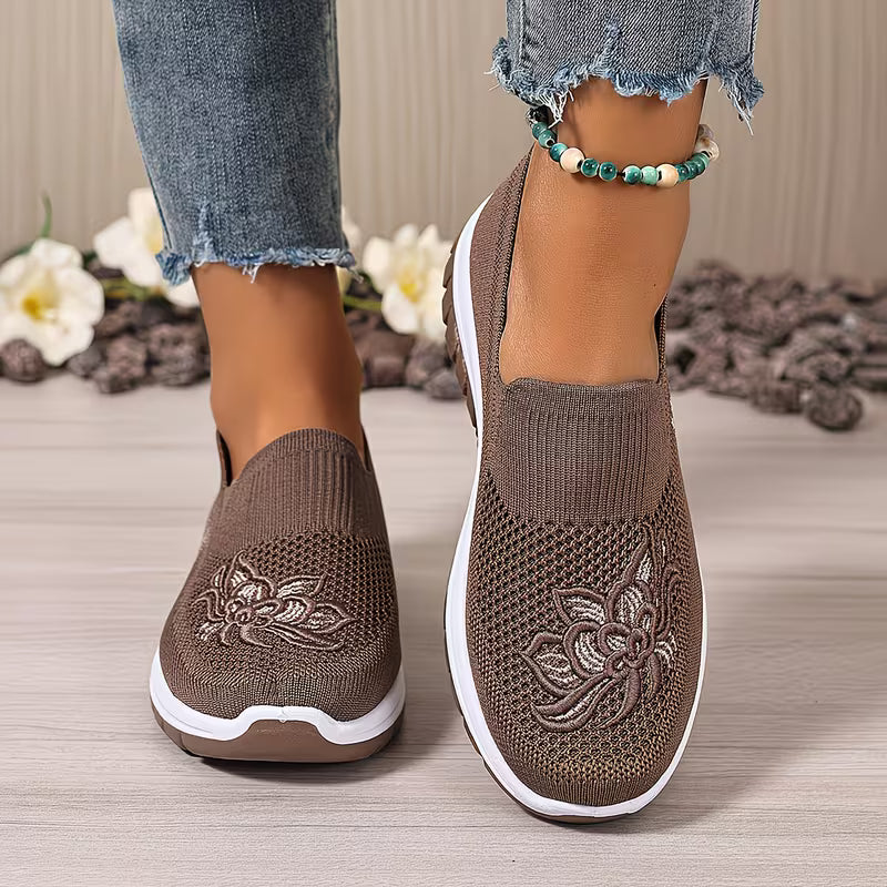 💥 Mega Sale - 60% OFF Best Sellers Today Only! 💥Women's Embroidered Slip-On Athletic Sneakers – Comfortable