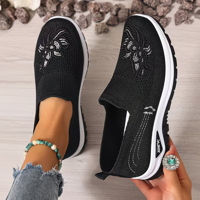 💥 Mega Sale - 60% OFF Best Sellers Today Only! 💥Women's Embroidered Slip-On Athletic Sneakers – Comfortable