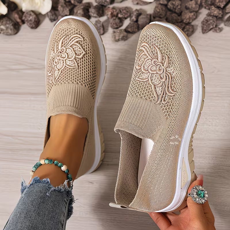 💥 Mega Sale - 60% OFF Best Sellers Today Only! 💥Women's Embroidered Slip-On Athletic Sneakers – Comfortable