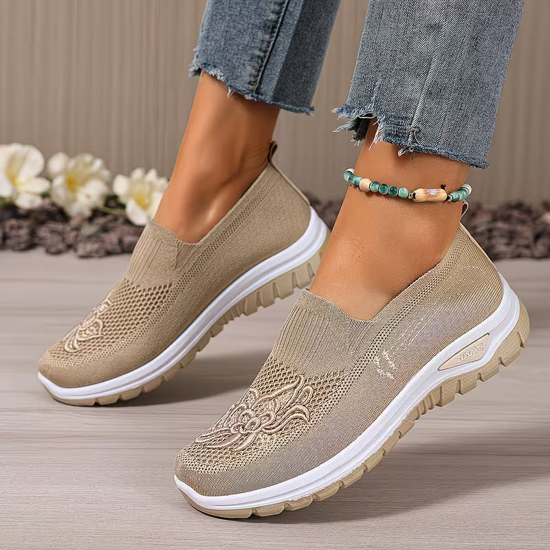 💥 Mega Sale - 60% OFF Best Sellers Today Only! 💥Women's Embroidered Slip-On Athletic Sneakers – Comfortable