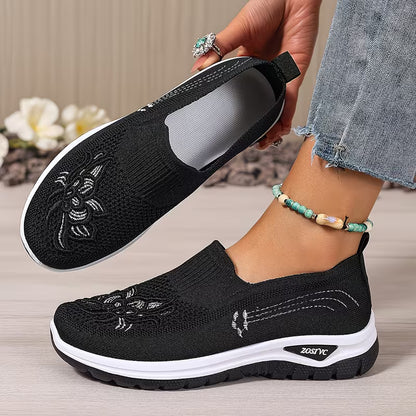 💥 Mega Sale - 60% OFF Best Sellers Today Only! 💥Women's Embroidered Slip-On Athletic Sneakers – Comfortable