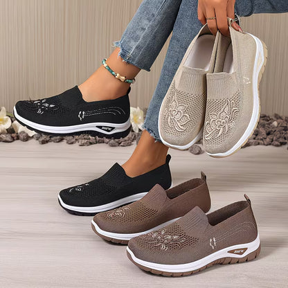 💥 Mega Sale - 60% OFF Best Sellers Today Only! 💥Women's Embroidered Slip-On Athletic Sneakers – Comfortable